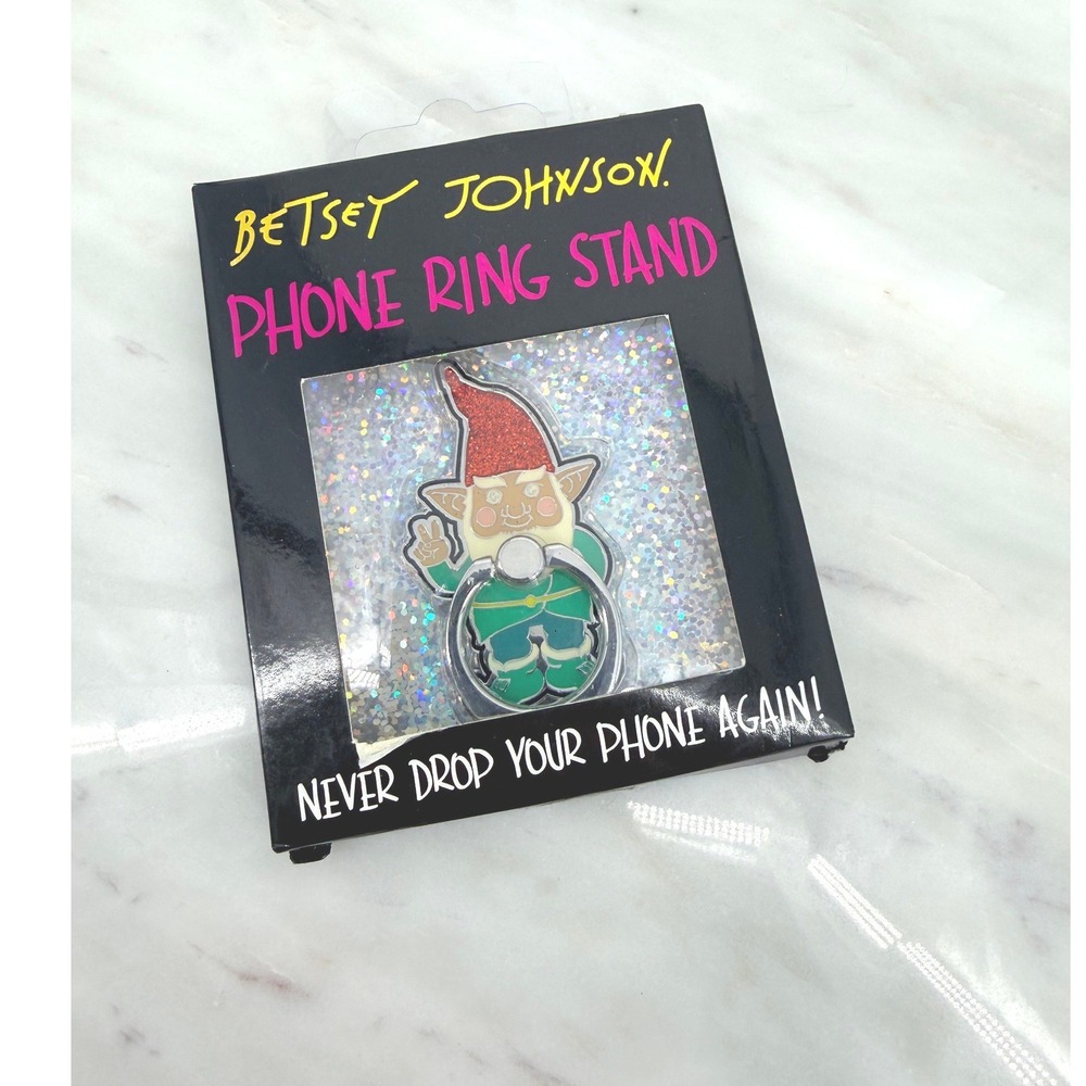 Betsey Johnson Phone Ring Stand Garden Gnome‎ Elf Multi Color